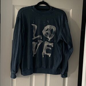 Women's Love Graphic Sweater - Dark Blue